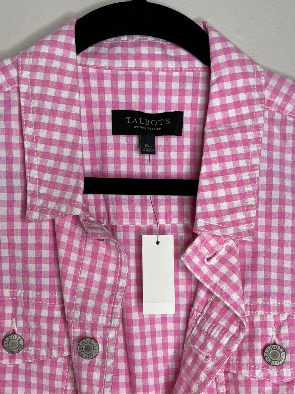 Talbots Pink Gingham Button-Front Cotton Jacket - Picture 2 of 12